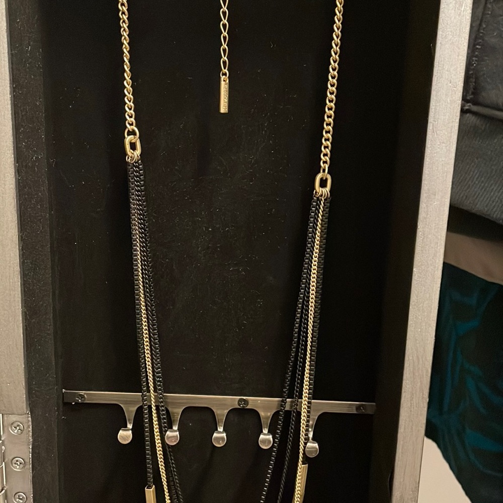 Lia Sophia gold tone black multi strand  necklace